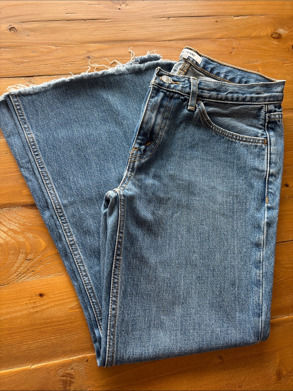 Re/Done Women's Light Blue Wide Leg Jeans